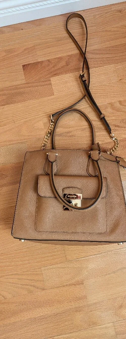 Michael Kors Tan Bridgette Synthetic Leather Top-Handle Satchel
